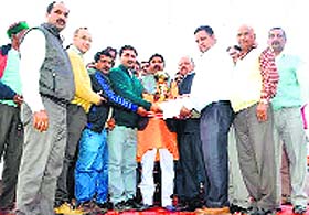 Industries Minister Mukesh Agnihotri at Panjawar village on Thursday. 