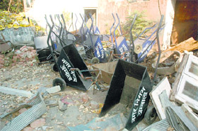 Garbage-lifting equipment worth lakhs lie dumped on the MC premises in Ambala on Friday