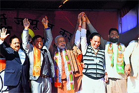 Prime Minister Narendra Modi during an election rally in Kishtwar on Saturday. 