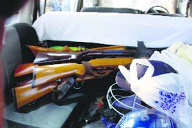 Guns seized from the ashram