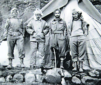 From left to right: Lieutenant Sharma, Capt BB Kohle, Second Lieutenant AJS Behl, Lieutenant KK Bhandari