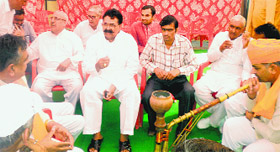 Hindu Mahasabha Haryana members during a meeting in Jind on Sunday
