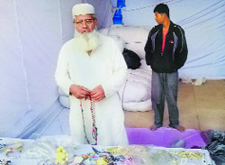 Craftsman Ahmad Ali at his stall at Bhramasarovar in Kurukshetra on Sunday.