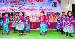 Students of Ram Lal Bhasin Public School, Urban Estate, Dugri, dance during a function 