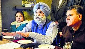 Aam Aadmi Party leader HS Phoolka addresses a press conference in Ludhiana on Sunday. 
