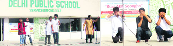 DPS school students creatively propogated swacch bharat movement by doing street plays.
