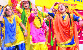 Students of Dasmesh Public School Senior Secondary School perform during the annual prize distribution function held in Bathinda.