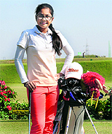 Vasundhara Thiara at the CGA Golf Range in Sector 6, Chandigarh, on Monday. 