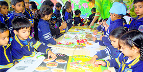 Students observe No Junk Food Day at Doon International School in Mohali on Monday. 