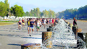 Youth take part in a recruitment rally organised by the Army in Rajouri on Monday. 