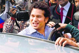 Playing it safe: Sachin Tendulkar refused to comment on the IPL mess, in New Delhi on Monday