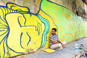 Harshvardhan kadam with the Buddha graffiti
