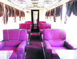 The inside view of the luxury coach.