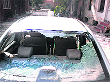 The Ambala Cantonment Board chief executive officers car that was damaged in Ambala on Tuesday