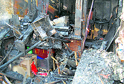 A shop that was gutted in Ambalas Rai Market on Tuesday