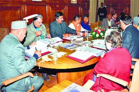 Chief Minister Virbhadra Singh presides over a Cabinet meeting in Shimla on Tuesday