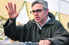 Chief Minister Omar Abdullah addresses a rally in Kulgam district on Tuesday.