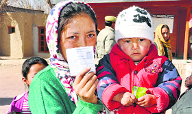 A voter in Leh