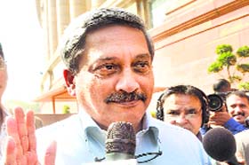 Defence Minister Manohar Parrikar at Parliament on Tuesday