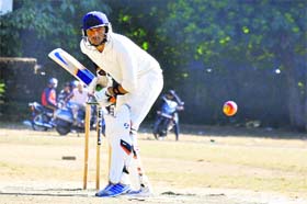 A batsman of Rising Star plays a shot at Rangers College Ground in Dehradun on Tuesday