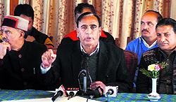 BJP vice-president Narender Bragta addresses a press conference in Shimla on Wednesday