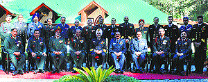 Army officers after attending the 28th Tri Services Training Commands conference in Shimla on Wednesday