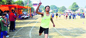 A player in action during an event of the Ludhiana Sahodaya Schools Complex Central Zone Athletics Meet in Sarabha Nagar on Wednesday. 