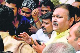 West Bengal Transport Minister Madan Mitra after being released from SSKM Hospital in Kolkata on Wednesday