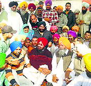 Partap Singh Bajwa, PPCC chief, on a dharna in Ferozepur on Wednesday