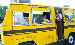 A view of a school bus in Amritsar.