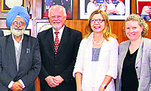 The German delegation with the Punjab Agricultural University Vice-Chancellor in Ludhiana on Thursday