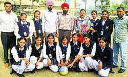 Winners of the Sahodaya School Complex Inter-School Volleyball Tournament in Ludhiana
