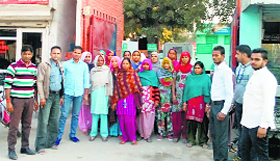 Residents protest outside a police station in Abohar on Thursday.