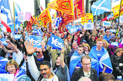 Pro-independence supporters at a rally in Edinburgh