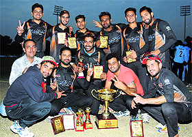 Winners in a jubilant mood at Sector 16 in Chandigarh on Friday. 