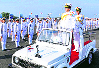 Chief of Naval Staff Admiral RK Dhowan inspects the guard of honour during the passing-out parade at Ezhimala Naval Academy in Kannur on Saturday