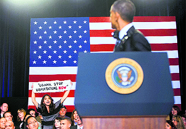 A young girl interrupts President Obamas speech and calls for an end to deportations. His order shields 50 lakh undocumented immigrants