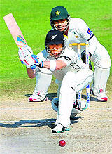 Brendon McCullum in action on Saturday. 