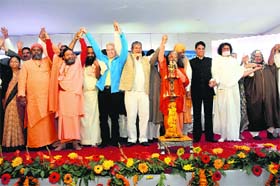 Chief Minister Harish Rawat at the Global Interface Wash Alliance summit at Pramarath Niketan at Rishikesh on Saturday